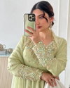 Tew Heavy Georgette With Full Heavy Embroidery Work Readymade Gown With Bottom Dupatta Wholesale Online